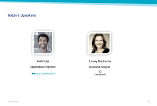 2GUY CARPENTER
Today’s Speakers
Yash Kaja
Application Engineer
Lesley Mackenzie
Business Analyst
 