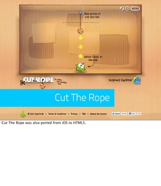 Cut The Rope

Cut The Rope was also ported from iOS to HTML5.
 