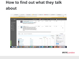 #NYKLondon
How to find out what they talk
about
 