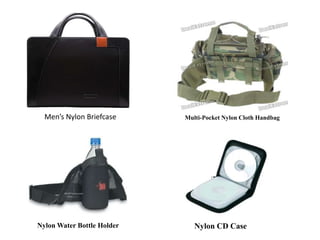 Men’s Nylon Briefcase
Nylon CD CaseNylon Water Bottle Holder
Multi-Pocket Nylon Cloth Handbag
 