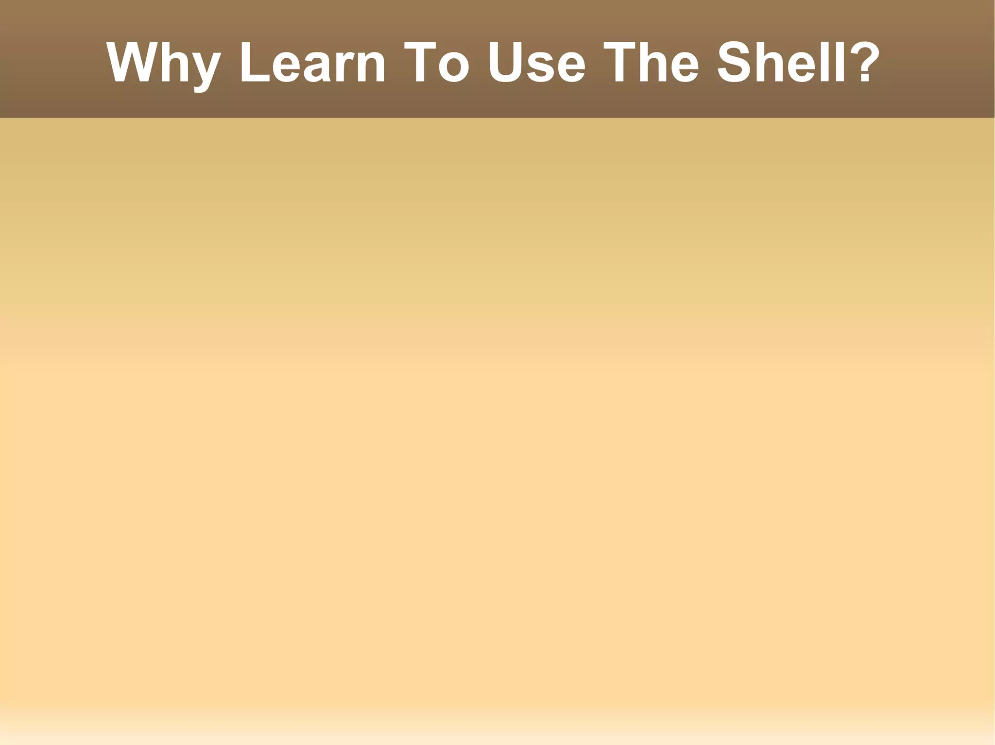 Why Learn To Use The Shell? 