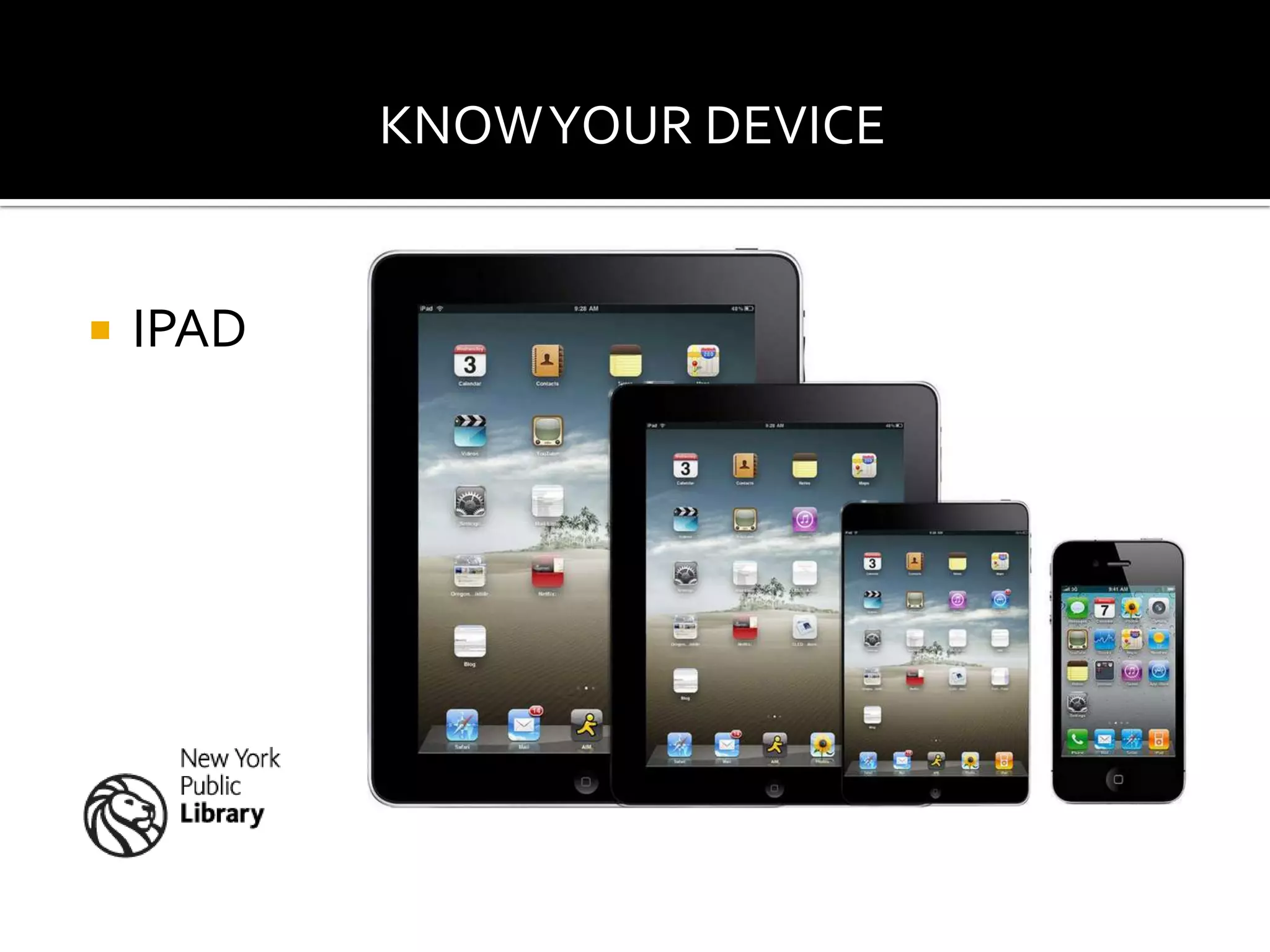 KNOW YOUR DEVICE


   IPAD
 