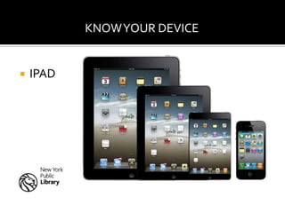 KNOW YOUR DEVICE


   IPAD
 