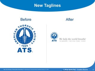 15
New Taglines
© Write Speak Sell + Creative Source
Before After
 