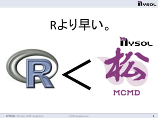 NYSOL Partner KSK Analytics	
 © KSK Analytics Inc.	
 9	
＜	
Rより早い。	
 