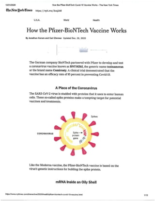 Nyt,  How the Pfizer -bio n-tech vaccine works?