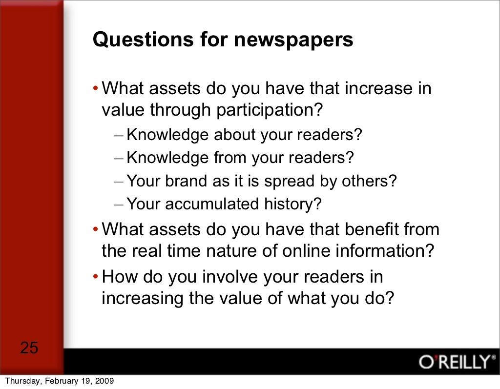 Questions for newspapers • What