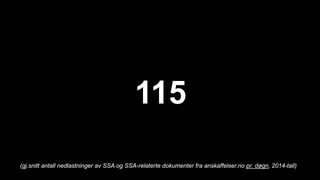 Dato Direktoratet for forvaltning og IKT
115
(gj.snitt antall nedlastninger av SSA og SSA-relaterte dokumenter fra anskaffelser.no pr. døgn, 2014-tall)
 