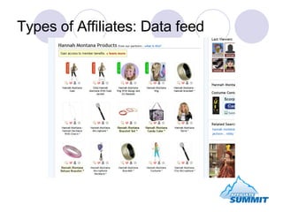 Types of Affiliates: Data feed 