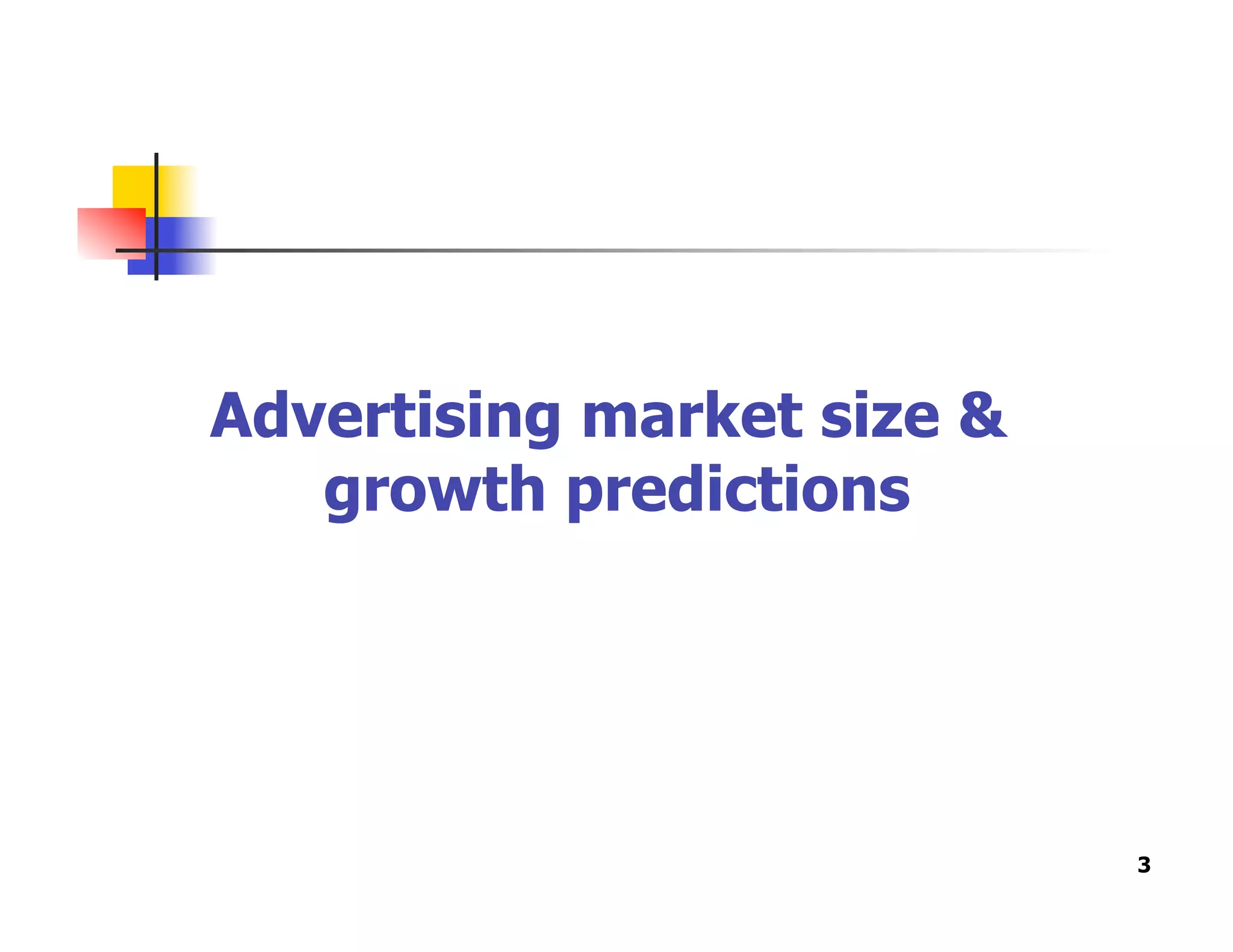Advertising market size &
growth predictions
3
 