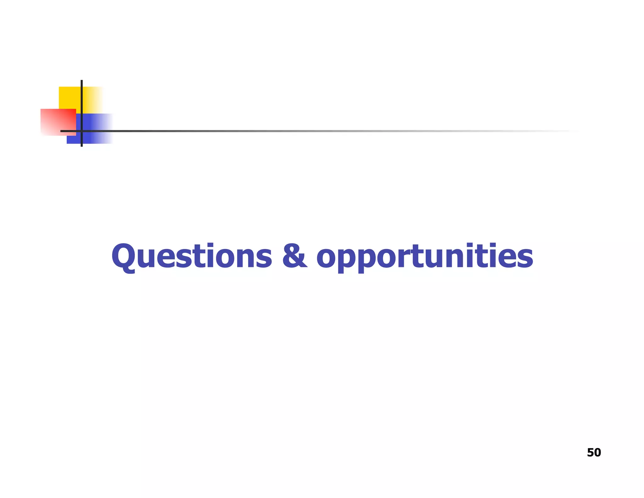 Questions & opportunities
50
 