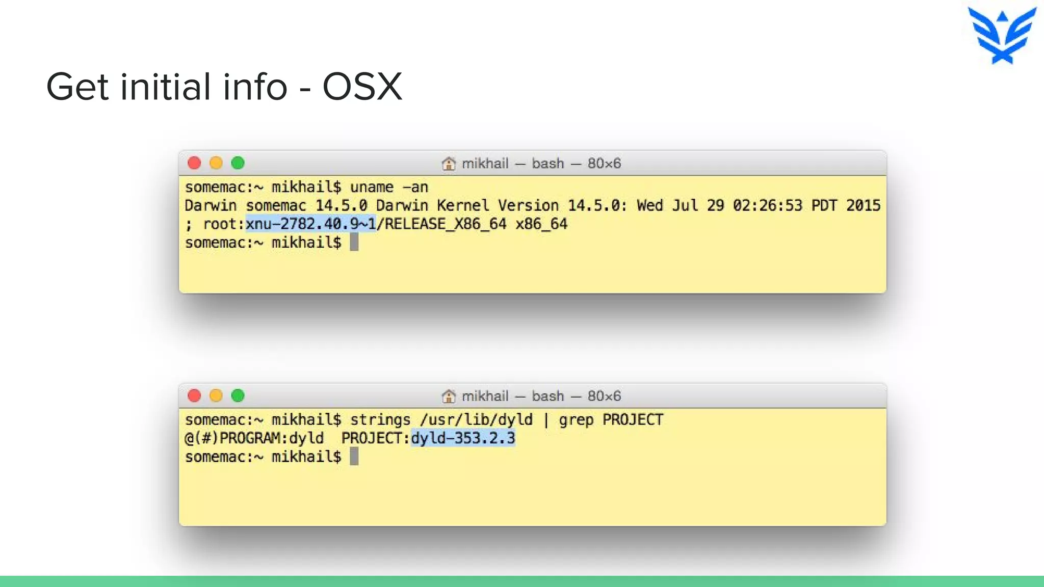 Get initial info - OSX
 