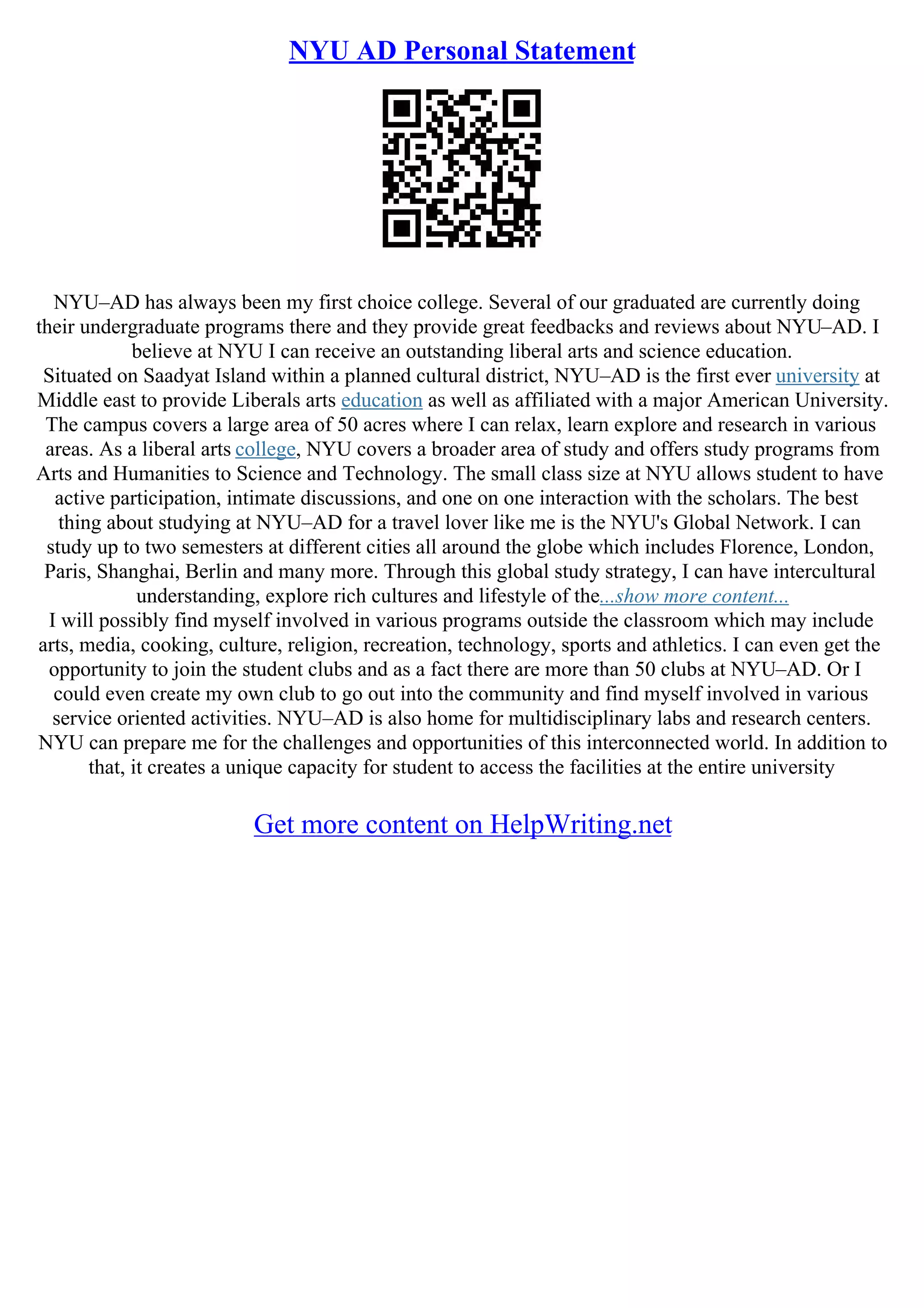 Nyu Essay Prompt PDF