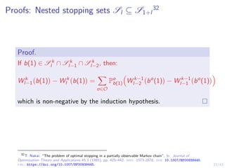 23/43
Proofs: Nested stopping sets Sl ⊆ S1+l
32
Proof.
If b(1) ∈ S k
l ∩ S k
l−1 ∩ S k
l−2, then:
W k
l−1 b(1)

− W k
l b(...