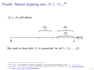 24/43
Proofs: Nested stopping sets Sl ⊆ S1+l
38
S1 ⊆ S2 still allows:
b(1)
0 1
S1
S2
S2
We need to show that Sl is connect...