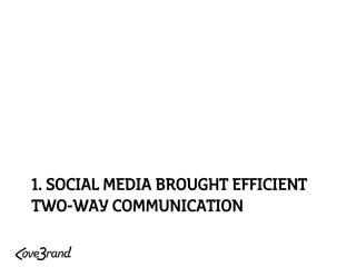 1. SOCIAL MEDIA BROUGHT EFFICIENT TWO-WAY COMMUNICATION  