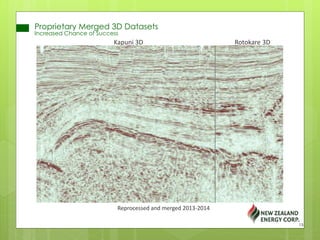 Proprietary Merged 3D Datasets
Increased Chance of Success
Kapuni 3D Rotokare 3D
Reprocessed and merged 2013-2014
15
 