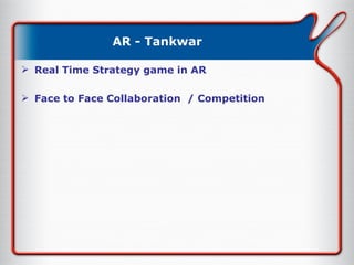 AR - Tankwar Real Time Strategy game in AR Face to Face Collaboration  / Competition 