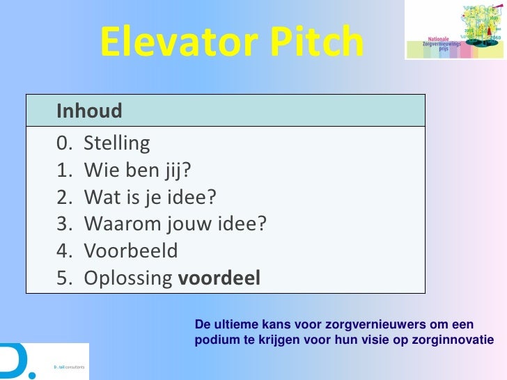 NZP 2010 workshop Elevator Pitch