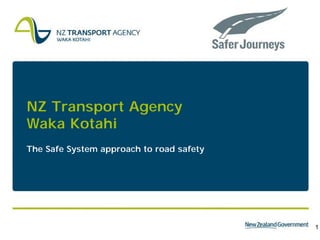 1
NZ Transport Agency
Waka Kotahi
The Safe System approach to road safety
 