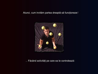 Atunci ,  cum invităm partea dreaptă să funcţioneze ? … Făcând activităţi pe care ea le controlează !  