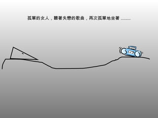 孤單的女人，聽著失戀的歌曲，再次孤單地坐著 ......... 