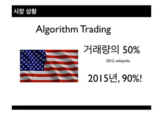 Algorithm Trading!
50%!
2012, wikipedia!
!
2015 , 90%!!
 