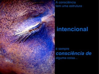 A consciência tem uma estrutura intencional é sempre  consciência de alguma coisa... 