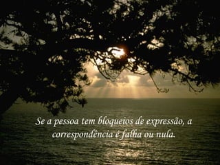 Se a pessoa tem bloqueios de expressão, a
correspondência é falha ou nula.
 