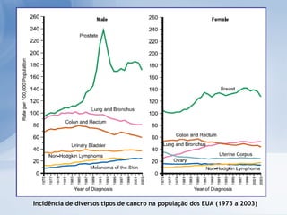 Incidência de diversos tipos de cancro na população dos EUA (1975 a 2003) 