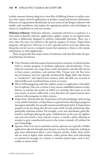 130      ◾     Official (ISC)2 Guide to the CISSP CBK


a script can be activated by an alert from an IDS that temporarily disables a user
account, increases the level of auditing on certain systems, or suspends an applica-
tion from accepting new connections.
    Alarms and Signals: The impetus for the use of IDS is to gain visibility into the
activities on the network and alert administrators to potentially harmful behavior.
The core capability of IDS is to produce alarms and signals that work to notify
people and systems to adverse events. There are three fundamental components of
an alarm capability:

    ◾ Sensor
    ◾ Control and communication
    ◾ Enunciator

A sensor is the detection mechanism that identifies an event and produces the
appropriate notification. The notification can be informational, simply alerting an
administrator of the event, or it can be active, triggering a specific response activity
to deal with the problem. Tuning sensors to the appropriate sensitivity is important.
If it is not sensitive enough events will be missed, and if it is too sensitive there will
be too many false alarms. In addition, there may be different types of sensors used
for different purposes. A sensor tuned to monitor network traffic will be different
than one monitoring CPU activity on a server.
     Control and communication refers to the mechanism of handling alert informa-
tion. For example, an alert may be sent as an e-mail, instant message, pager mes-
sage, text message, or even an audible message to a phone or voice mail.
     The enunciator is essentially a relay system. It may be necessary to notify local
resources immediately and remote resources later. Also, the enunciator is the system
that can employ business logic, such as determining the specific business unit that
is affected by an event and alerting the management of that unit. In addition, the
enunciator can construct the message to accommodate different delivery mecha-
nisms. For example, it may have to truncate the message to send to a pager, format
to support a specific type of e-mail system, compile a special text-to-voice message,
or send a fax.
     Establishing who within an organization receives an alert, as well as the tim-
ing and delivery mechanism, is critical. Once the appropriate people are identified,
determining what types of alerts they should receive and the level of urgency for
those alerts must be determined. For example, if an alert occurs and a message
containing sensitive material needs to be delivered to the CSO, the security of that
information must be considered. Therefore, the type of technology used for delivery
can have a bearing on the amount and type of data sent. To further complicate the
issue of secure delivery, when one communication transaction fails and a secondary
method is attempted, the message format as well as the information it contains may
need to be changed. For example, the CSO may determine that the most secure
mode of notification during working hours is his or her private fax machine in his



© 2010 by Taylor and Francis Group, LLC
 