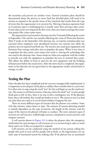 Business Continuity and Disaster Recovery Planning ◾        287


and if so, who else needs to know about this event and who else needs to help fi x
the problem.
    If it is determined that the event requires further escalation and communica-
tion, the first escalation team for that event type would be contacted. The first
escalation team consists of the event owner, the event responders, and anyone else
who has determined that when this type of disruption occurs, it directly and imme-
diately impacts their ability to execute the business done in that space.
    In programs I have built, we manage this communication through the use of a
conference call. The conference call acts as a virtual command center to manage the
communications and response to the event. One conference bridge can be for man-
aging the responders, the people responsible for fi xing the problem and another
conference bridge meeting is held where the event owner can communicate to those
impacted by the event. They communicate what the problem is, the current status
of the problem, how long it should be before it is resolved, what is impacted and if
necessary, when the next update will be provided and how.
    My experience has been that what matters most in any type of event is how well
communications are managed so that people can manage the impacts and response
to those impacts effectively within their own space. That includes both internal and
external communications.
    The leadership team generally does not need to be a part of the initial response
to an issue but often needs or wants to be made aware that the issue exists and if
the problem persists or has a significant impact, that they may be called in to make
decisions on how to manage the business impacts caused by the event and to coor-
dinate the larger scale response.
    Every event that the firm has can and should be managed through this process.
From a small event such as a plumbing leak that has impacted workstations on the
floor below to large events such as September 11th and Katrina. If the planner will
do that, then it is not something that is used only in a disaster but becomes part of
the fabric of the business. Everyone understands how they will be communicated to
and where to go to get the right information or help that they need when a disaster
occurs. Event management takes practice and a disaster is a really, really big event.
    The event management plan is part of the BC and DR plan. Making a deci-
sion to execute the BCP or DR plan is one possible response to an event. The event
management plan needs to identify who is authorized to declare a disaster, how a
declaration is done, and when the decision to “declare” is made, how it will be com-
municated to the teams that need to respond.
    The executive emergency management team is a team that consists of the
senior executives within the company who have an overall responsibility for the
recovery of the business and services to others. As needed during the emergency,
these individuals will participate in the command centers, virtual or physical,
established for the recovery efforts and in the execution of the plan. The plan
documents both a formal integrated response process for management and on-
site coverage and support in emergency situations.



© 2010 by Taylor and Francis Group, LLC
 
