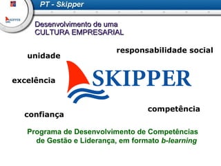 unidade excelência confiança competência responsabilidade social Desenvolvimento de uma  CULTURA EMPRESARIAL Programa de Desenvolvimento de Competências de Gestão e Liderança, em formato  b-learning 