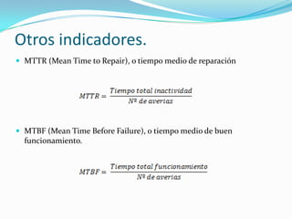 Producción ideal – real.Producción idealProducción realPérdidas de disponibilidadPérdidas de rendimientoPérdidas de calidad