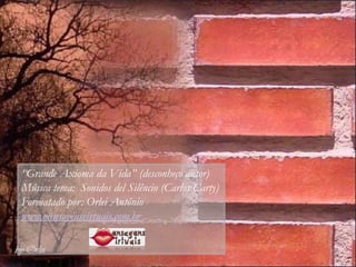 “Grande Axioma da Vida” (desconheço autor)
Música tema: Sonidos del Silêncio (Carlos Carty)
Formatado por: Orlei Antônio
www.mensagensvirtuais.com.br
 