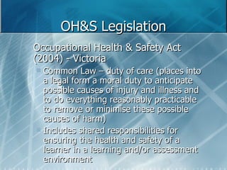 OH&S Legislation ,[object Object],[object Object],[object Object]