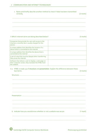 CAMBRIDGE IGCSE COMPUTER SCIENCE WORKBOOK | PDF
