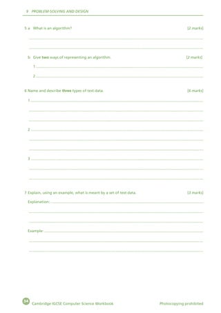 CAMBRIDGE IGCSE COMPUTER SCIENCE WORKBOOK | PDF