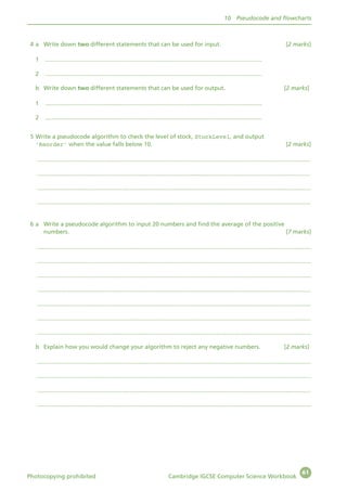 CAMBRIDGE IGCSE COMPUTER SCIENCE WORKBOOK | PDF