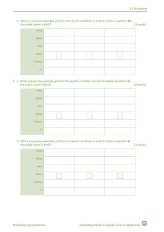 Query By Example Grid Computer Science CAMBRIDGE IGCSE COMPUTER SCIENCE WORKBOOK | PDF