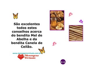 São excelentes
   todos estes
conselhos acerca
do bendito Mel de
   Abelha e da
bendita Canela de
     Ceilão.
www.mensagensvirtuais.com.br




                               M.R.
 