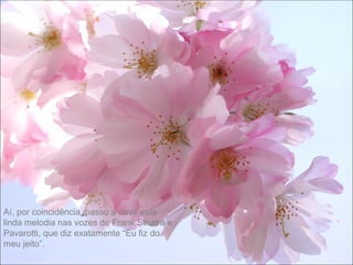 Aí, por coincidência, passo a ouvir esta linda melodia nas vozes de Frank Sinatra e Pavarotti, que diz exatamente “Eu fiz do meu jeito”.  