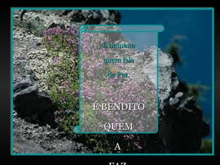 É humano quem fala de Paz. É BENDITO QUEM A  FAZ. 