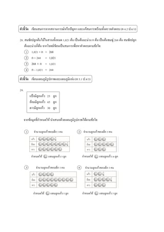 ????????? ??????????????????????????????? ????????????????????????????? (? 4.2 ?.6/1)
28. ??????????????????????????? 1,021 ??? ????????????? ? ??? ???????????? 268 ??? ?????????
??????????????? ??????????????????????????????????????????
1 1,021 + ? = 268
2 ? + 268 = 1,021
3 268 ? ? = 1,021
4 ? C 1,021 = 268
????????? ???????????????????????????????? (? 5.1 ?.4/3)
29.
??? ?????????? 25 ???
????????????? 45 ???
???????????? 30 ???
???????????????????? ??????????????????????????????????
1 2
3 4
??????????????????? 3 ?? ??????????????????? 3 ??
??????????????????? 3 ?? ??????????????????? 3 ??
???????? ?????????? 5 ??? ???????? ?????????? 10 ???
???????? ?????????? 5 ??????????? ?????????? 5 ???
 