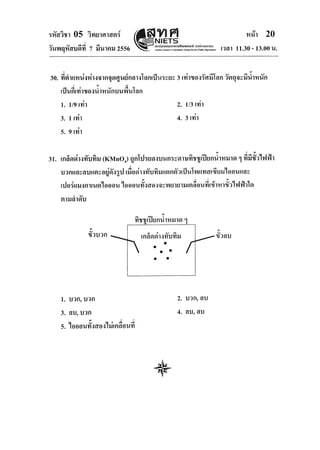 O-net วิทยาศาสตร์ 2556