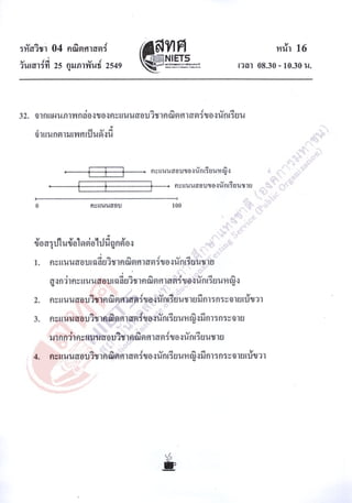 ข้อสอบ O net 48 คณิตศาสตร์ ม 6