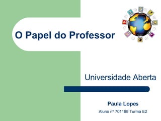 O Papel do Professor Universidade Aberta Paula Lopes Aluno nº 701188 Turma E2 