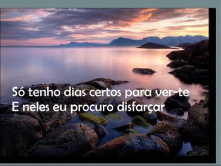 Só tenho dias certos para ver-te E neles eu procuro disfarçar 