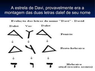 A estrela de Davi, provavelmente era a montagem das duas letras dalef de seu nome 