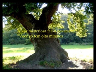 A voz misteriosa falou novamente:  "Você só tem oito minutos ." 